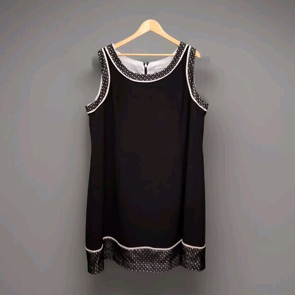Catherines Sheath Dress 24W Black White Sleeveless - Picture 1 of 9